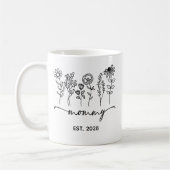 Custom Floral Mom Mug for New Moms, First Time Mom コーヒーマグカップ (左)