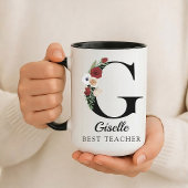 Custom Floral Monogram Mug Gift for Best Teacher マグカップ