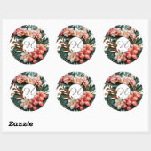 Custom Floral Monogram Tropical Round Sticker ラウンドシール (シート)