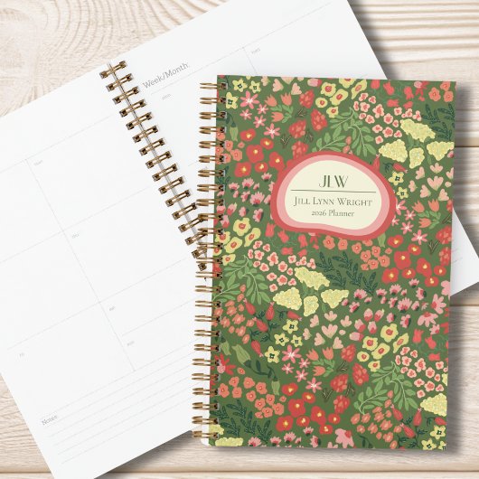 Custom Floral Monogram Weekly Monthly Planner プランナー手帳
