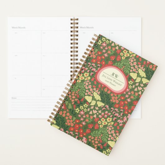 Custom Floral Monogram Weekly Monthly Planner プランナー手帳 (ディスプレー)