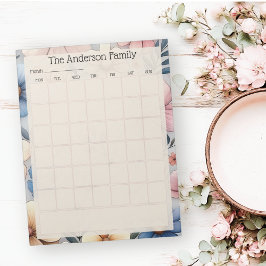 Custom Floral Monthly Calendar Notepad ノートパッド