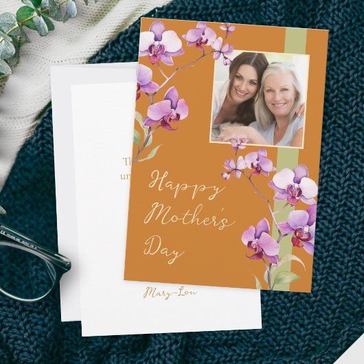 Custom Floral Mother's Day Photo card カード