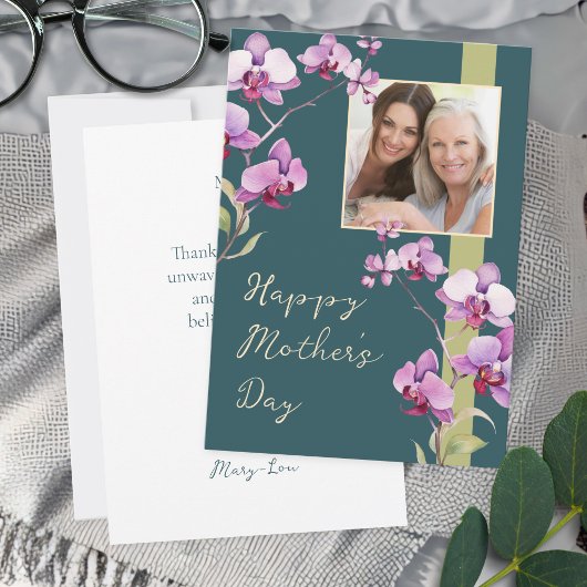 Custom Floral Mother's Day Photo card カード