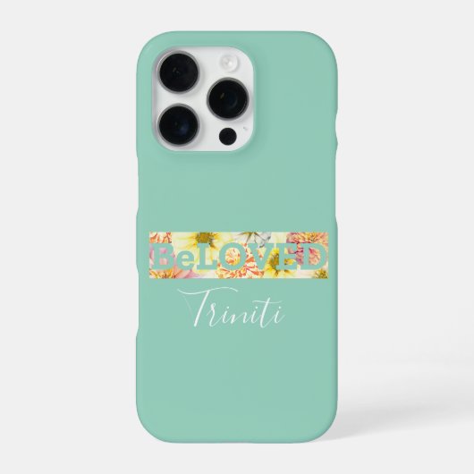 Custom Floral Pastel Blue Green Beloved Christian iPhoneケース (裏面)