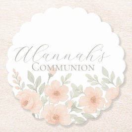 Custom Floral Pastel Communion  ペーパーコースター
