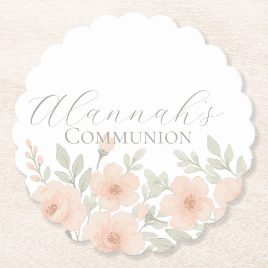 Custom Floral Pastel Communion  ペーパーコースター (正面)
