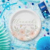 Custom Floral Pastel Communion  ペーパープレート (パーティー)