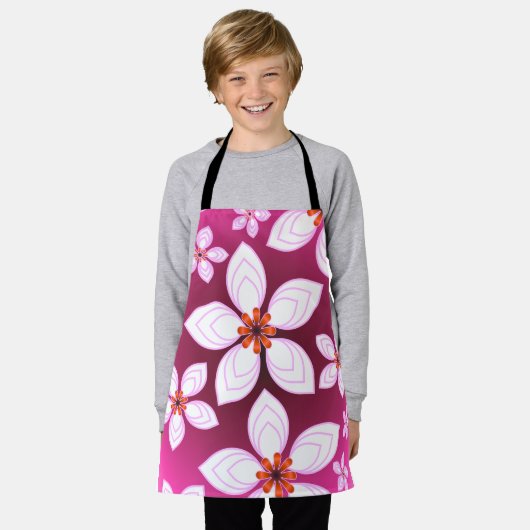 Custom floral pattern gift エプロン (着用した状態)