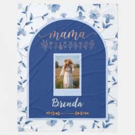Custom Floral Photo Blanket - "MAMA" Birth Flower  フリースブランケット