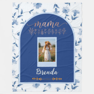 Custom Floral Photo Blanket - "MAMA" Birth Flower  フリースブランケット