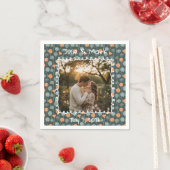 Custom Floral Photo Engagement  スタンダードカクテルナプキン (インサイチュ)