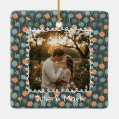 Custom Floral Photo Engagement  セラミックオーナメント (裏面)