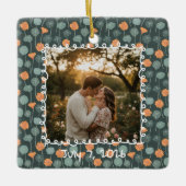 Custom Floral Photo Engagement  セラミックオーナメント (正面)