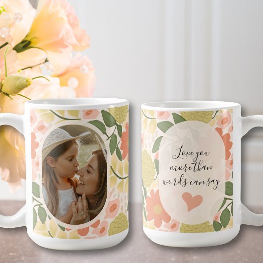 Custom Floral Photo Mug – Editable Message  コーヒーマグカップ