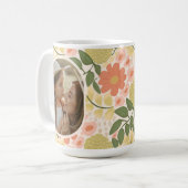 Custom Floral Photo Mug – Editable Message  コーヒーマグカップ (正面左)