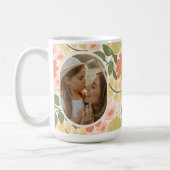 Custom Floral Photo Mug – Editable Message  コーヒーマグカップ (左)
