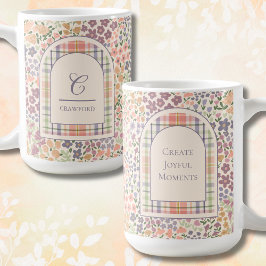 Custom Floral Plaid Mug – Custom Name & Quote コーヒーマグカップ