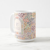 Custom Floral Plaid Mug – Custom Name & Quote コーヒーマグカップ (正面左)