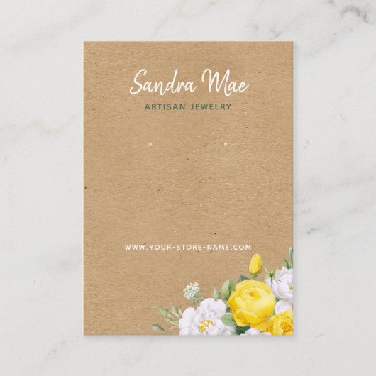 Custom Floral Roses Gold Art Jewelry Display Card 名刺 (正面)