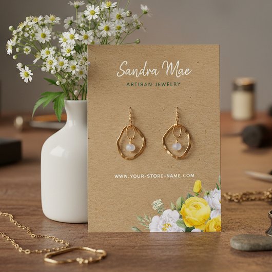 Custom Floral Roses Gold Art Jewelry Display Card 名刺