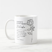 Custom Floral Script Birthday Mug Gift Her Friend  コーヒーマグカップ (左)