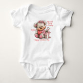Custom Floral Teddy Bear Baby Bodysuit ベビーボディスーツ (正面)