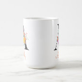 Custom Floral Watercolor Monogram Name コーヒーマグカップ (中央)