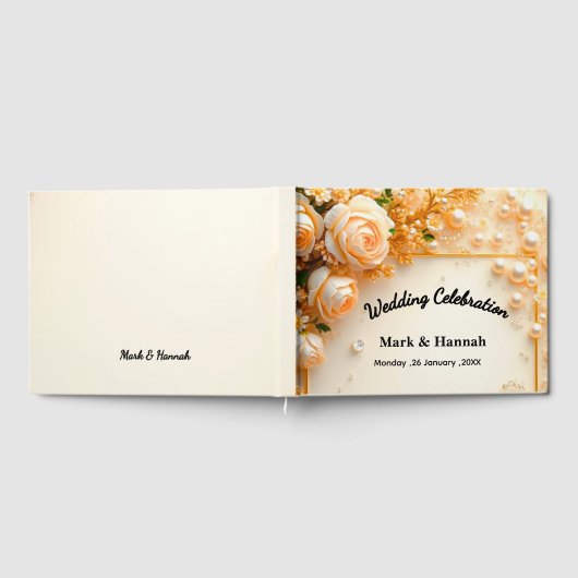 Custom Floral Wedding Celebration– Personalized  ゲストブック (全面)