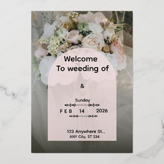 Custom Floral Wedding Invitation Personalized Mode 箔招待状 (正面)