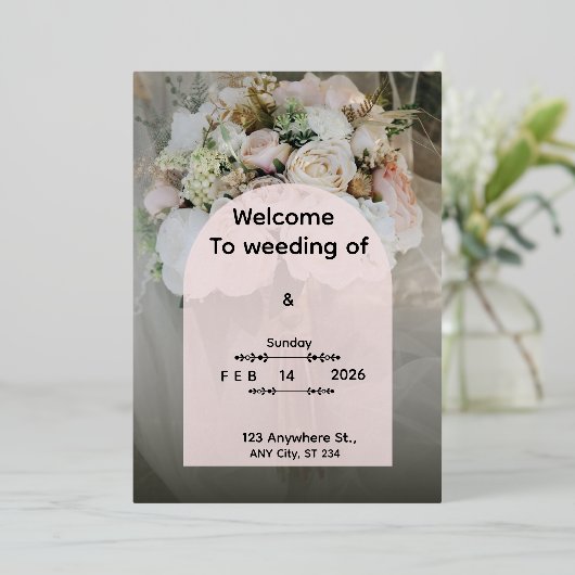 Custom Floral Wedding Invitation Personalized Mode 箔招待状 (立ち正面)