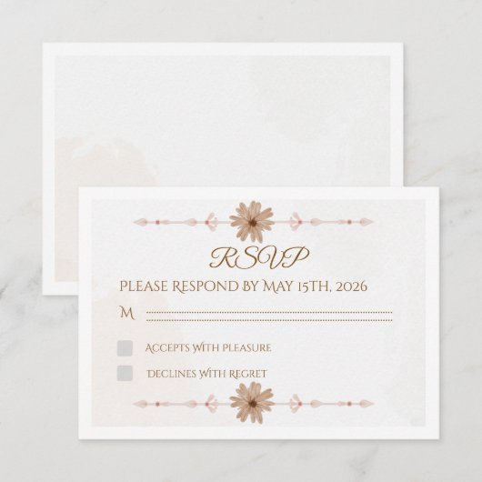Custom Floral Wedding RSVP Card (正面/裏面)