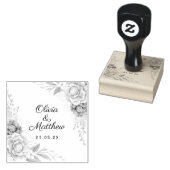 Custom Floral Wedding Stamp-Elegant Personalised ラバースタンプ (押印)