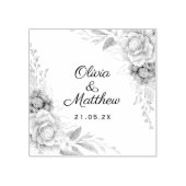 Custom Floral Wedding Stamp-Elegant Personalised ラバースタンプ (インプリント)
