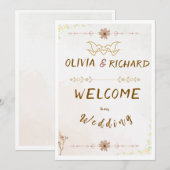 Custom Floral Wedding Welcome Sign 招待状 (正面/裏面)