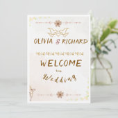 Custom Floral Wedding Welcome Sign 招待状 (スタンド正面)