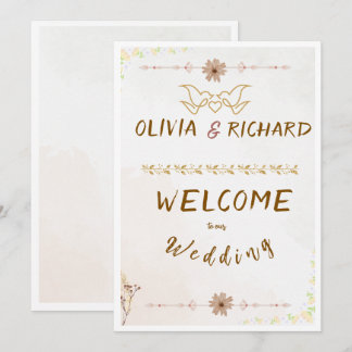 Custom Floral Wedding Welcome Sign 招待状