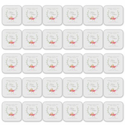 Custom Floral Wreath Wedding Sanitizer Hand Gel シール (正面)