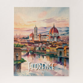 Custom Florence Duomo Cathedral Watercolor Skyline ジグソーパズル