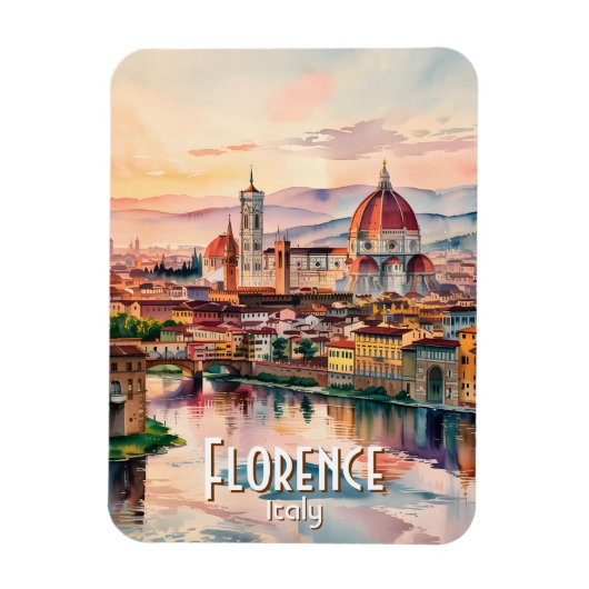 Custom Florence Duomo Cathedral Watercolor Skyline マグネット (縦)