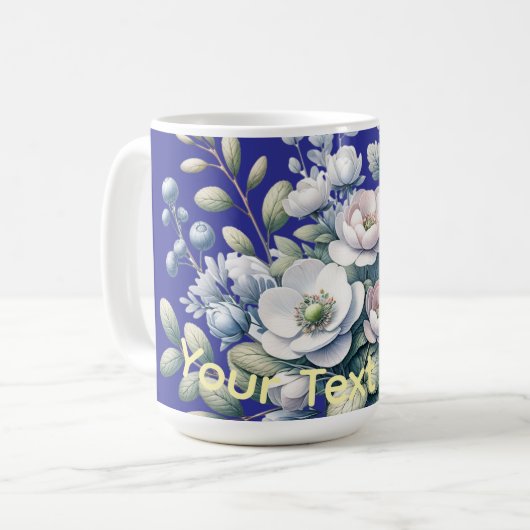 Custom flower design  コーヒーマグカップ (正面左)