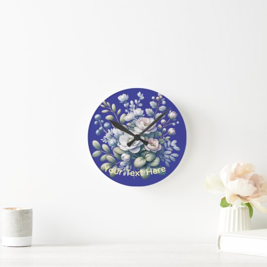 Custom flower design  ラウンド壁時計 (ホーム)