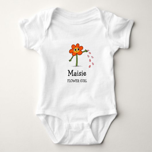  Custom Flower Girl Name Quirky Cute Whimsical ベビーボディスーツ (正面)