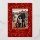Custom Foil Christmas Card Editable Template Red 箔シーズンカード (正面)