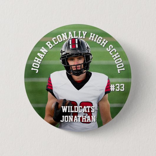Custom Football Button High School Team Number 缶バッジ (正面)