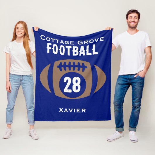Custom Football Name, Number, School  フリースブランケット (インサイチュ)