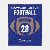 Custom Football Name, Number, School  フリースブランケット (正面)