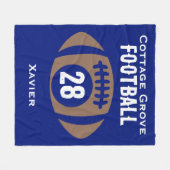 Custom Football Name, Number, School  フリースブランケット (正面(横))