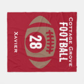 Custom Football Name, Number, School フリースブランケット (正面(横))