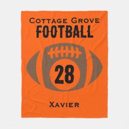 Custom Football Name, Number, School  フリースブランケット